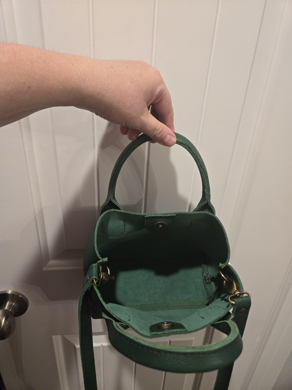 Sale! New Portland Leather Goods Small Raindrop Top Handle Bacalar Crossbody - Picture 3 of 7